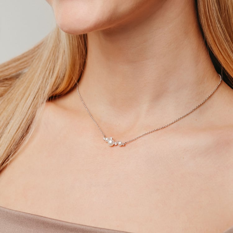 Strieborný perlový náhrdelník s bielymi topásmi Tahira 163948