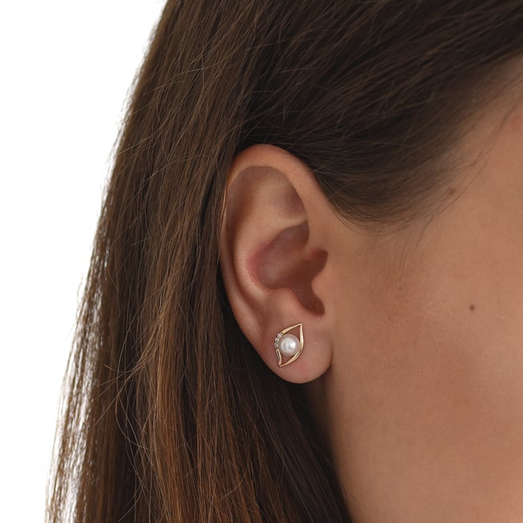 Elegantné perlové náušnice so zirkónmi 61623