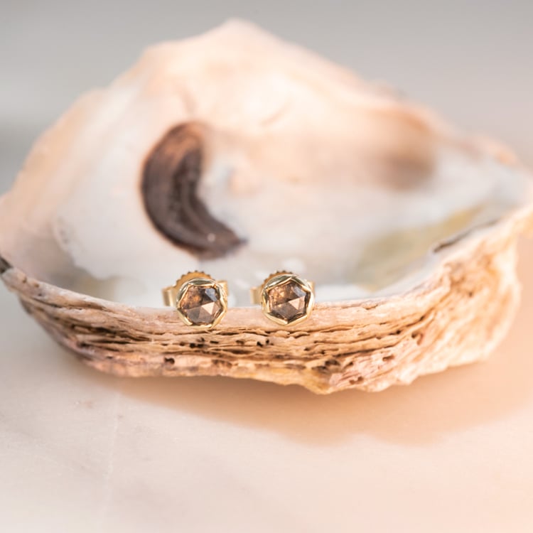 Minimalistické náušnice so salt and pepper diamantmi Reeve 103538