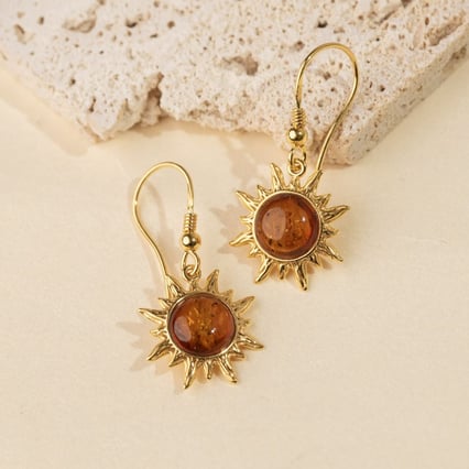 Strieborné jantárové náušnice Nikolas