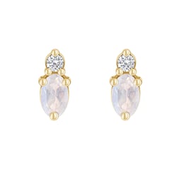 Zlaté cluster náušnice s mesačnými kamenmi a diamantmi Phyllis
