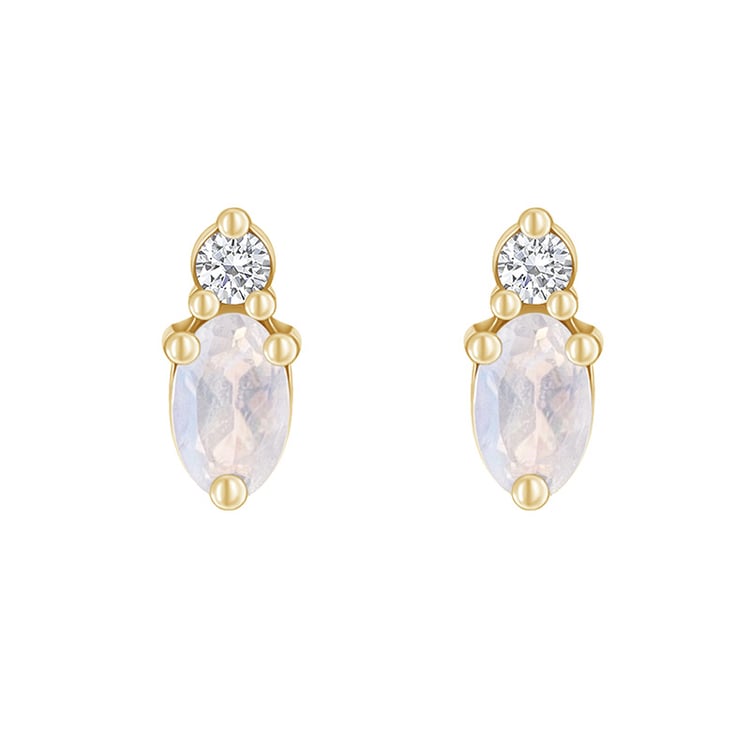 Cluster náušnice s mesačnými kamenmi a diamantmi 89688