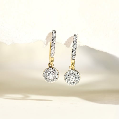 Zlaté kruhové náušnice s 0.09ct lab-grown diamantom Namita