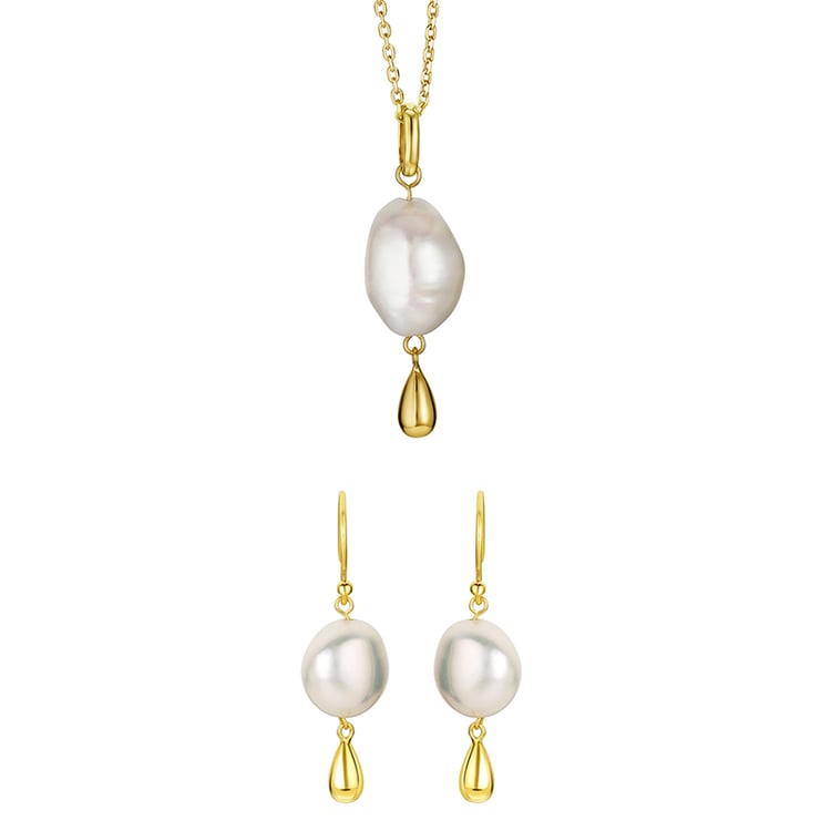 Pozlatená perlová kolekcia šperkov Avaya