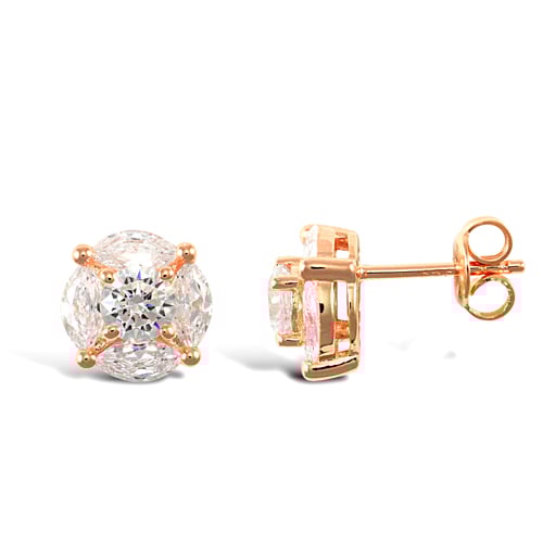 Strieborné pozlátené náušnice so zirkónmi 