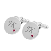 Strieborné manžetové gombíky s gravírom a rubínmi Eridanus