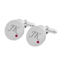 Strieborné manžetové gombíky s gravírom a rubínmi Eridanus
