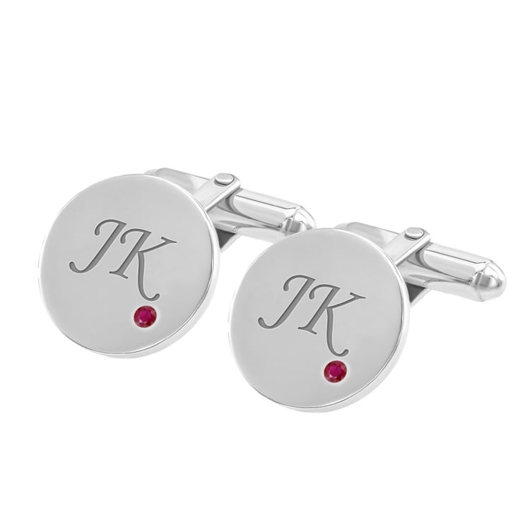 Strieborné manžetové gombíky s gravírom a rubínmi Eridanus