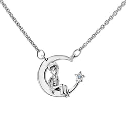 Strieborný náhrdelník v tvare mesiaca s výberom drahokamu Malý princ