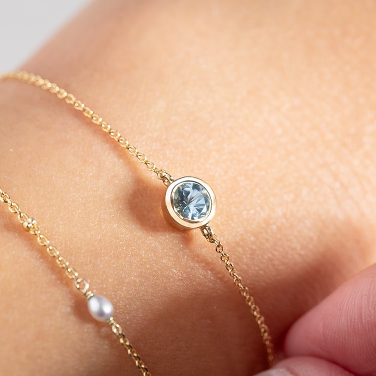 Zlatý náramok s okrúhlym akvamarínom Rollie 149122