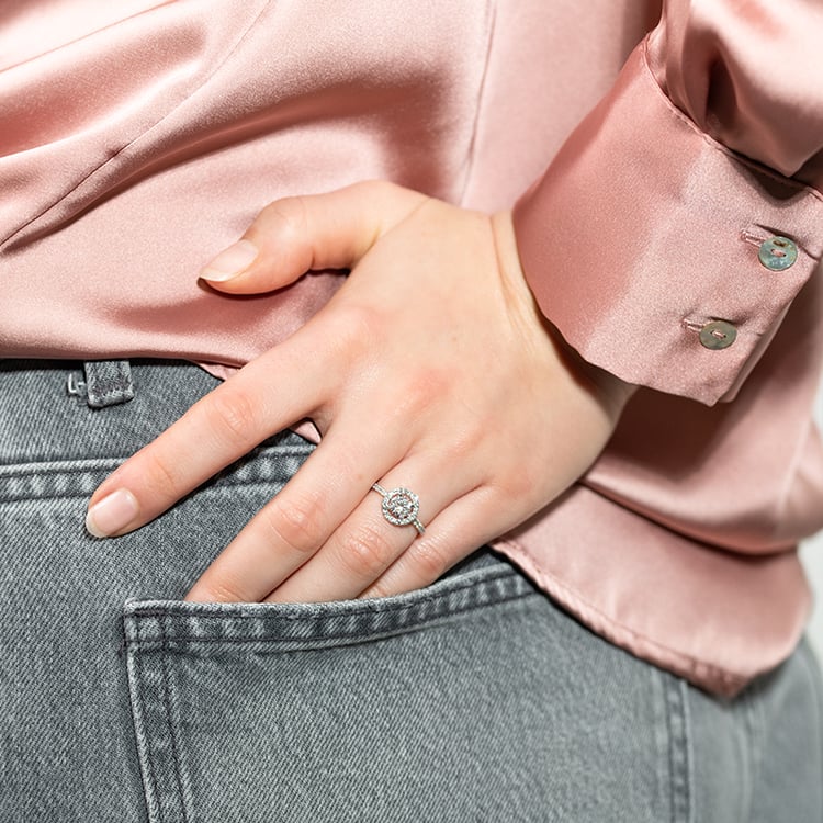 Zlatý halo zásnubný prsteň s lab-grown diamantmi Kerau 149687