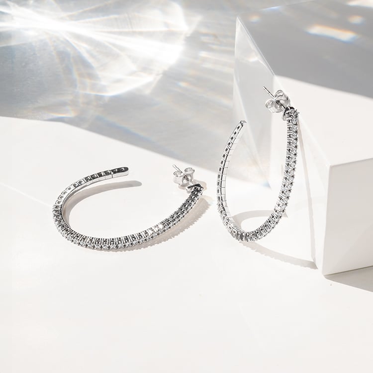 Zlaté flexi polkruhové náušnice s diamantmi Hawn 142098