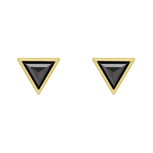 Zlaté náušnice s triangle čiernymi diamantmi Tepfier