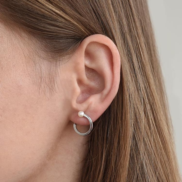 Minimalistické kruhové náušnice s perlami 87843