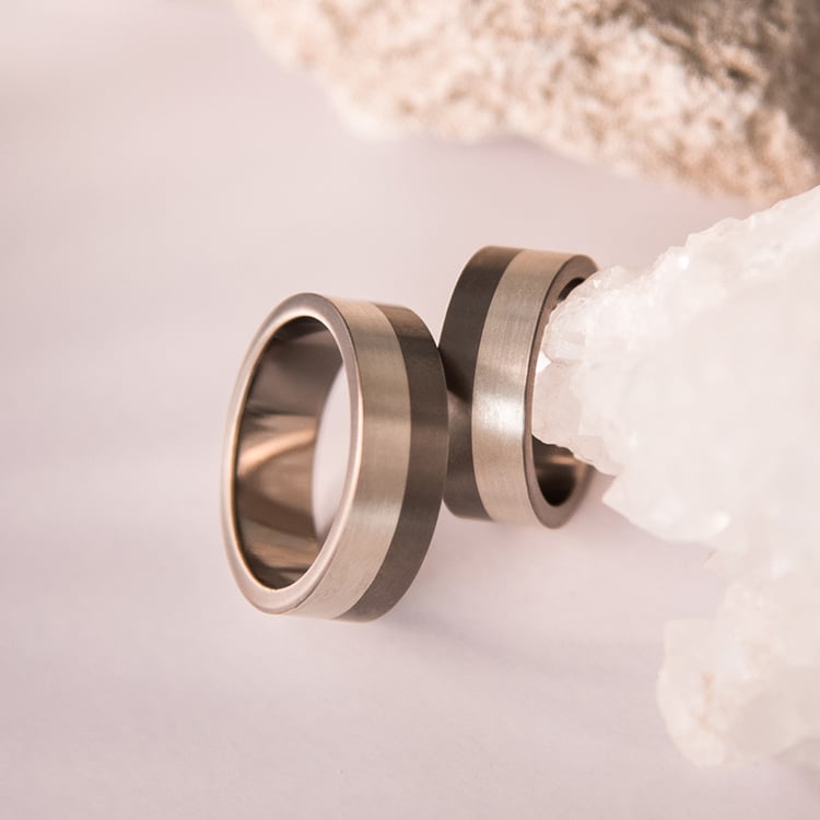 Snubné prstene z titánu a striebra Siraj 108534