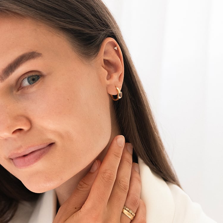 Mini náušnice s trillion lab-grown diamantom Manzo 145415