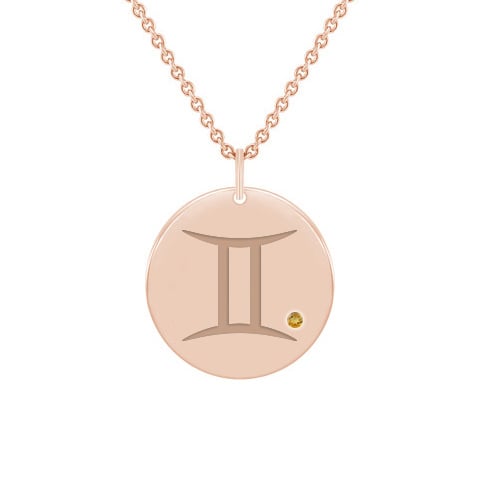 Strieborný prívesok so znamením a citrínom Blíženci 103472