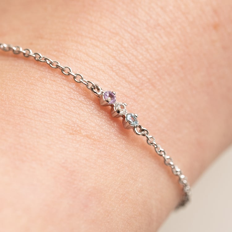 Strieborný náramok s ametystom, zafírom a topazom Joe 138094