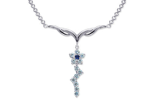 Strieborný náhrdelník so zafírom a zirkónmi