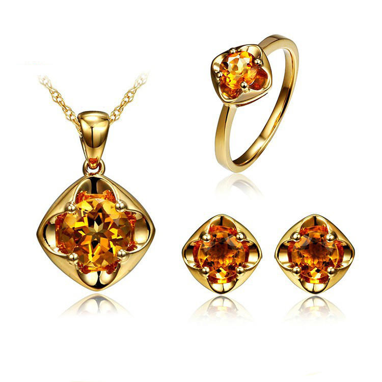 Kolekcia šperkov zo žltého zlata s citrínom