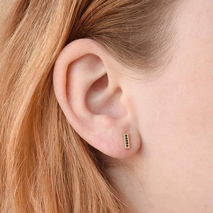 Minimalistické náušnice s čiernymi diamantmi zo zlata 92667