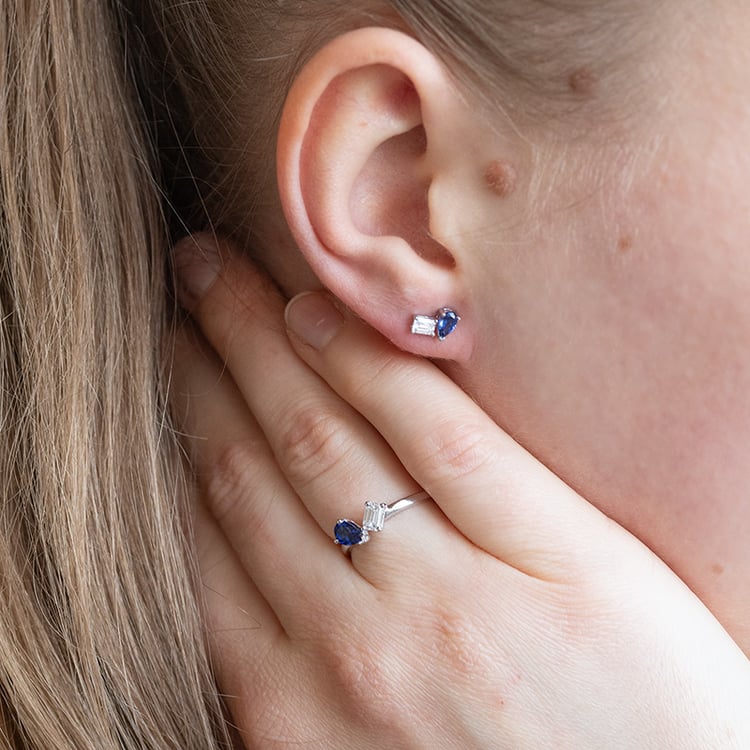 Prsteň Toi et Moi s lab-grown diamantom a zafírom Eri 134929