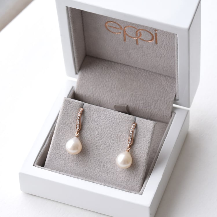 Perlové náušnice zo zlata s diamantmi 77945