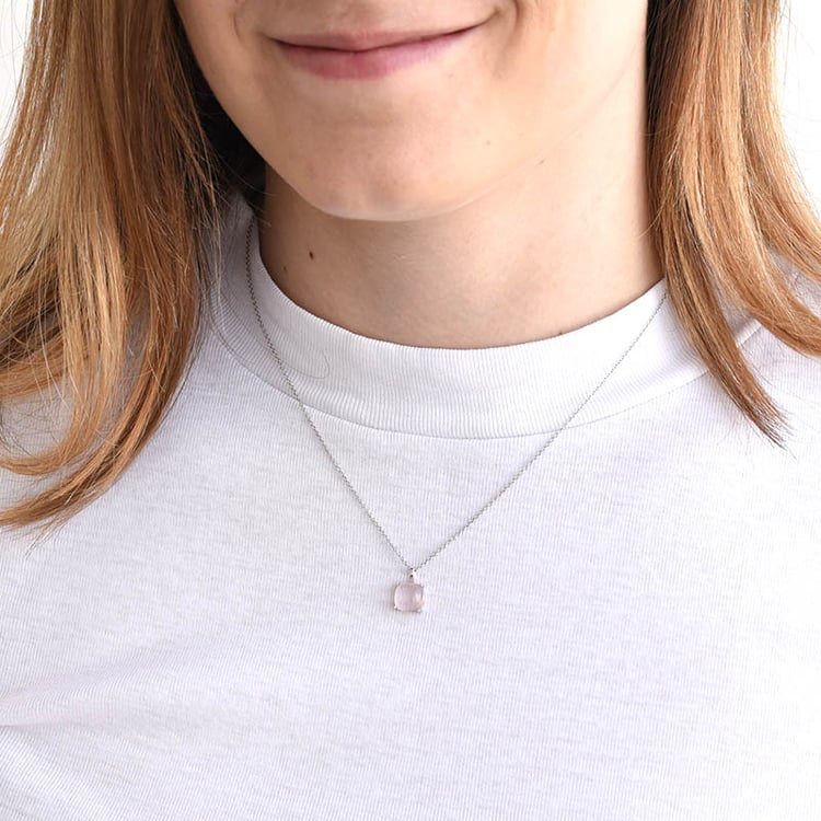 Prívesok s ružovým quartzom zo zlata 81615