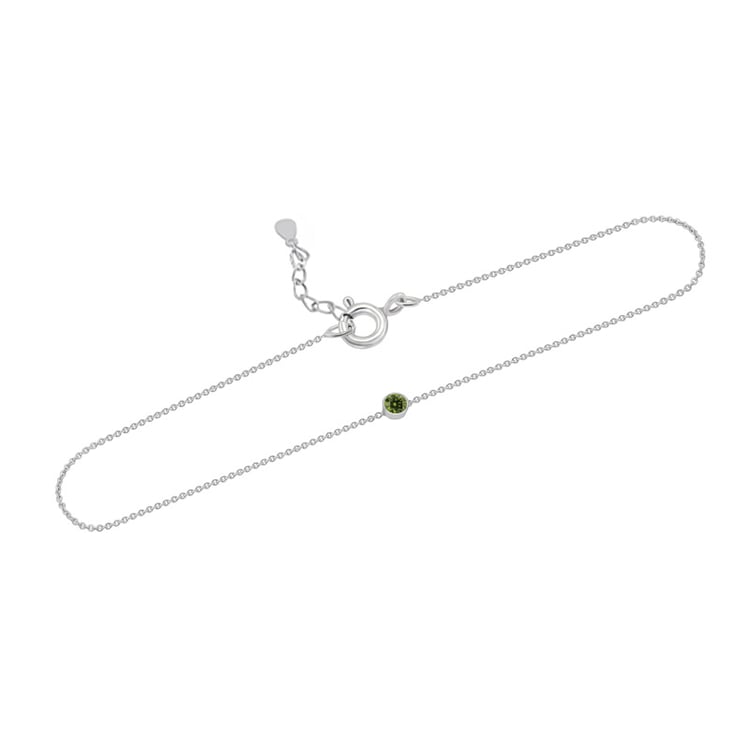 Strieborný minimalistický náramok so zeleným diamantom Lepio 104967