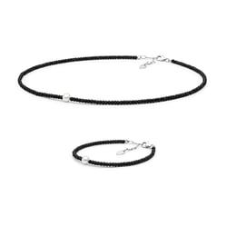 Strieborná kolekcia šperkov s perlami a spinelovými korálkami Ifan