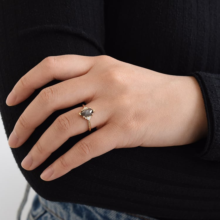 Prsteň s hexagón salt and pepper diamantom 96404