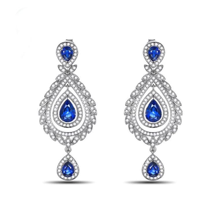 Luxusné zafírové náušnice s diamantmi Drewy