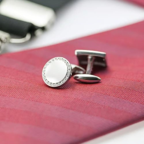 Strieborné manžetové gombíky s diamantmi Tanzy