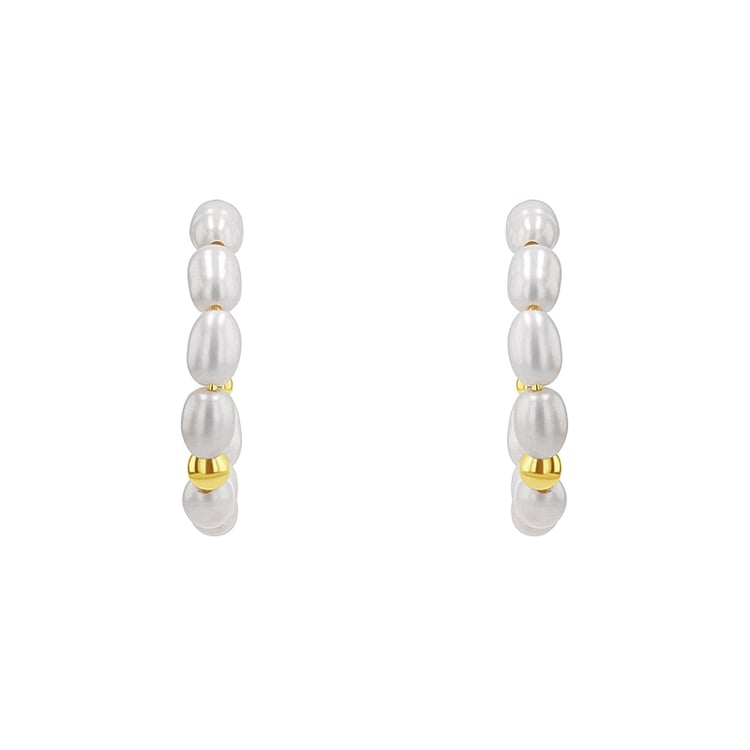 Strieborné kruhové náušnice s perlami Sazie 131729