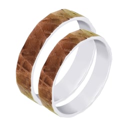 Reliéfne svadobné obrúčky pozlátené na hnedo Xemid