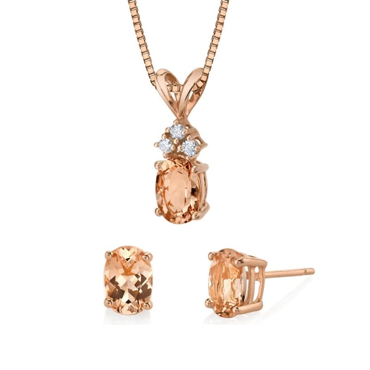 Kolekcia šperkov z ružového zlata s oválnymi morganitmi Icaras