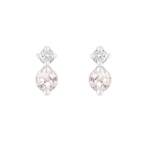 Minimalistické náušnice s morganitmi a diamantmi Coroba
