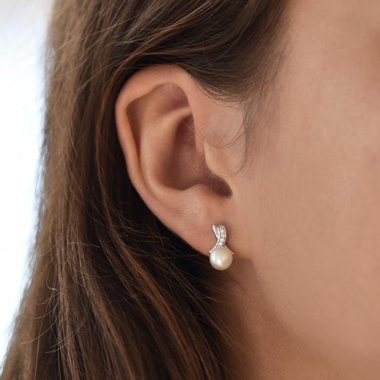 Perlové náušnice zo striebra 17879