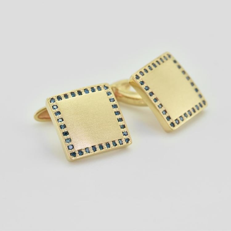 Manžetové gombíky s modrými dimantmi 9093