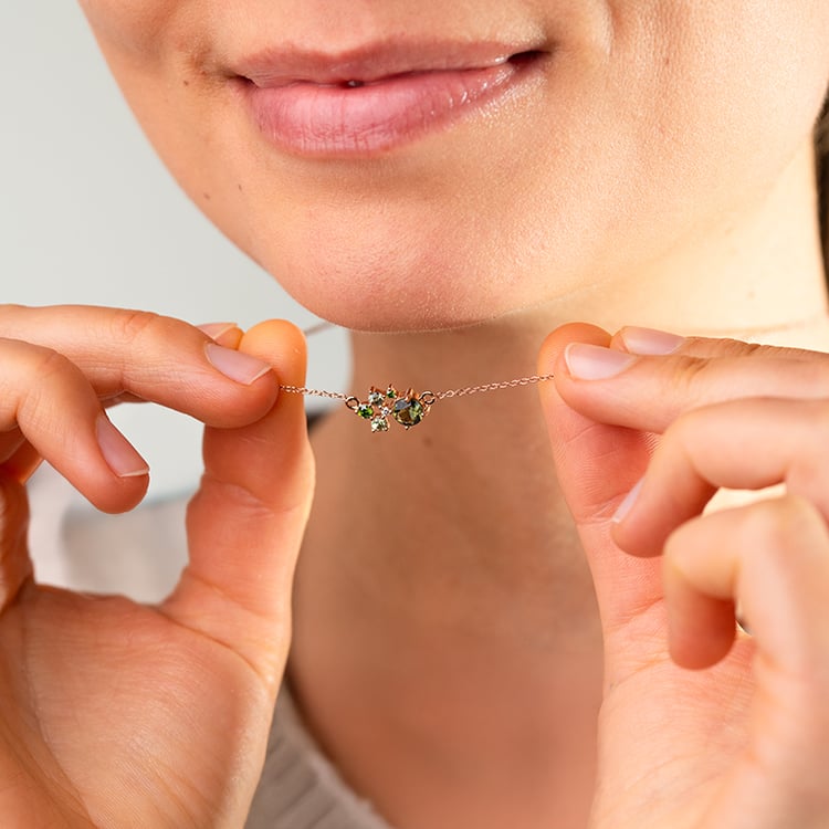 Set cluster šperkov s vltavínmi, zafírmi a diamantmi Zino 146789