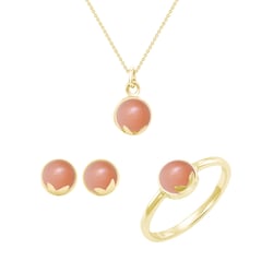 Zlatý set šperkov s cabochon broskyňovými mesačnými kameňmi Felicitas