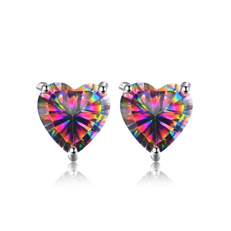 Strieborné náušnice so srdiečkovými mystickými quartzmi Lulia