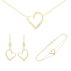 Zlatý set šperkov v tvare srdca s diamantmi Lenny