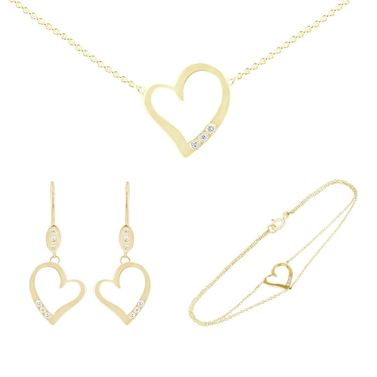 Zlatá kolekcia šperkov v tvare srdca s diamantmi Lenny 102043