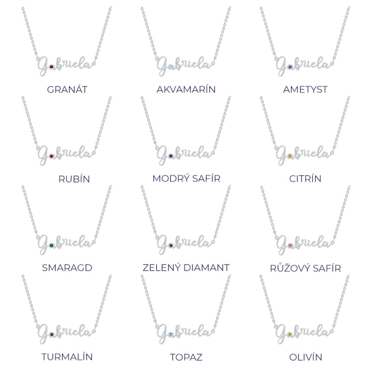 Zlatý náhrdelník s menom a drahokamom Julieta 74860