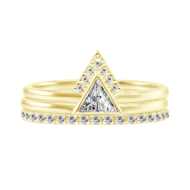 Zlatý zásnubný prsteň s trillion diamantom 92022