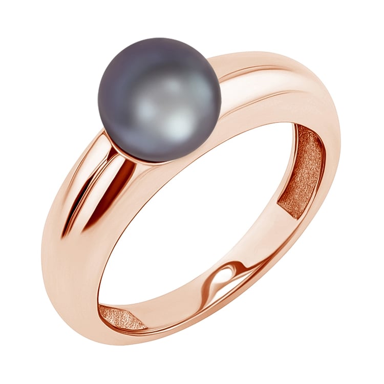Zlatý prsteň s čiernou perlou Racel 146136