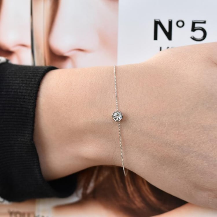 Strieborný náramok s akvamarínom Rollie 103077