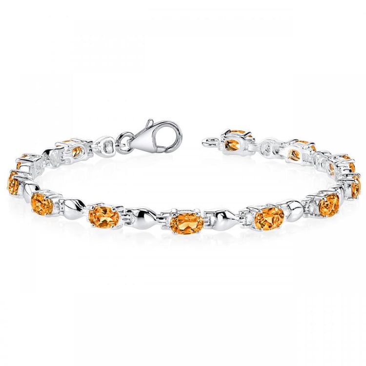 Strieborný náramok s oválnymi citrínmi