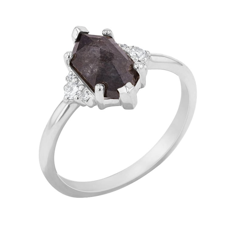 Zásnubný prsteň s hexagon salt and pepper diamantom Lanre
